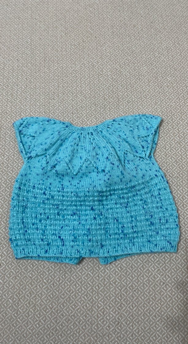 Kız erkek Çocuk Mavi Örgü Kolsuz Hırka - Görsel 2