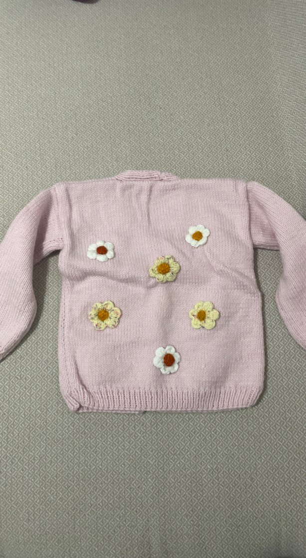 Çiçek Nakışlı Pembe Kız Hırka - Görsel 2