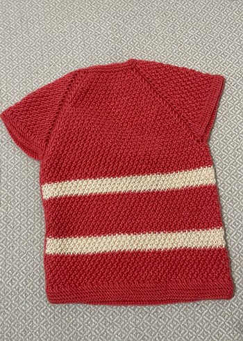 Kız Çocuk Kırmızı Kısa Kollu Örgü Hırka - Görsel 2