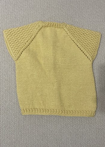Kız erkek Çocuk Sarı Kısa Kollu Örgü Hırka - Görsel 2