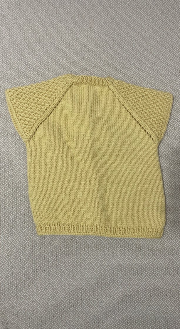 Kız erkek Çocuk Sarı Kısa Kollu Örgü Hırka - Görsel 2