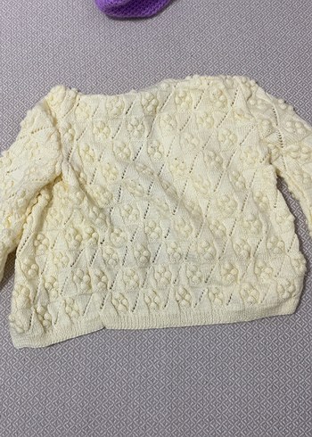 Kız Çocuk Vintage Beyaz Örgü Hırka - Görsel 2