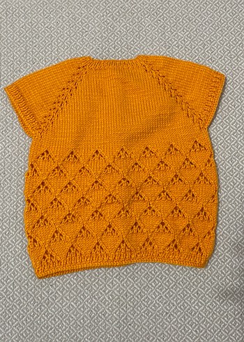 Kız,erkek Çocuk Sarı Örgü Kolsuz Hırka - Görsel 2