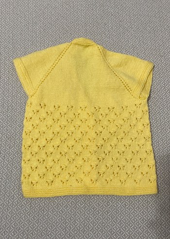 Sarı Kız,erkek Çocuk Kolsuz Örgü Hırka - Görsel 2