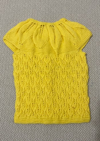 Kız,erkek Çocuk Sarı Kısa Kollu Örgü Hırka - Görsel 2
