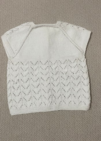 Kız,erkek Çocuk Beyaz Örgü Kolsuz Hırka - Görsel 2