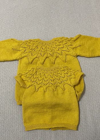 Erkek Kız Çocuk Sarı Örgü Hırka - Görsel 2