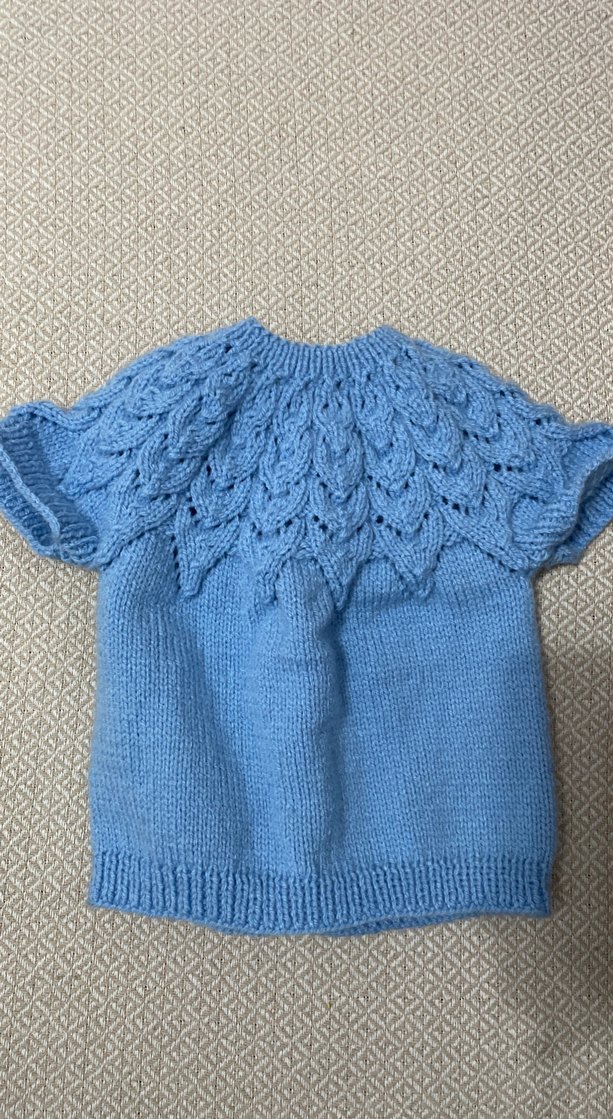 Erkek Kız bebek Mavi Kısa Kollu Örgü Hırka - Görsel 2