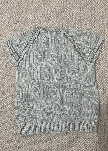 Kız,erkek Çocuk Gri Örgü Kolsuz Hırka - Görsel 2