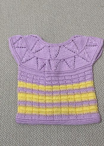 Mor ve Sarı Bohem Kız Triko Yelek - Görsel 2