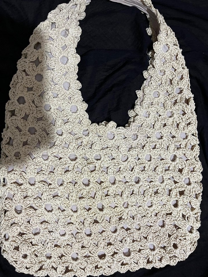 Bej Bohem Dantel Örgü Kadın Çanta - Görsel 2