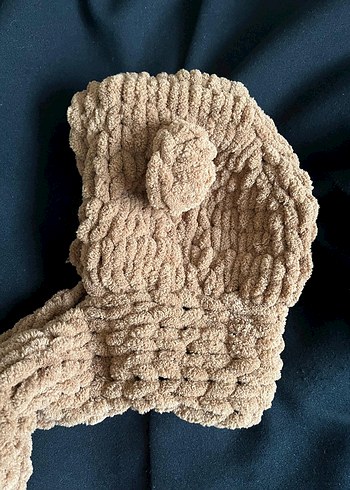 Kahverengi Örgü Çocuk Bere ve Atkı Seti - Görsel 2