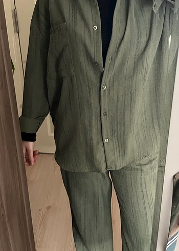 Kadın Khaki Keten Regular Fit Takım - Görsel 3