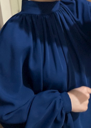 Lacivert Drapeli Yüksek Yakalı Kadın Takım 1 beden - Görsel 2