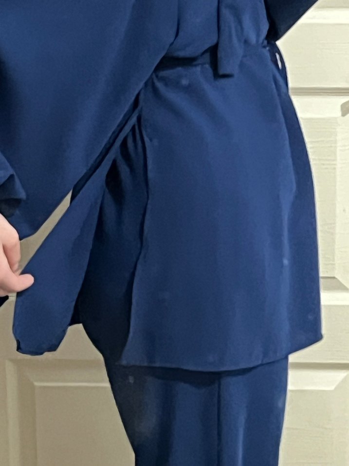 Lacivert Drapeli Yüksek Yakalı Kadın Takım 1 beden - Görsel 5