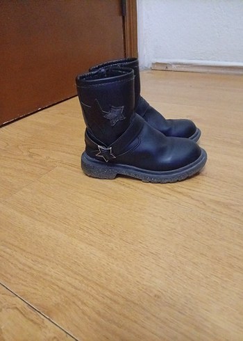 Siyah Deri Tokalı kız Çocuk Biker Bot - Görsel 2