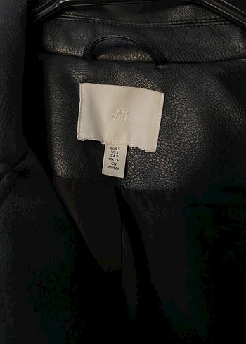 H&M marka Siyah Deri Biker Ceket - Görsel 3