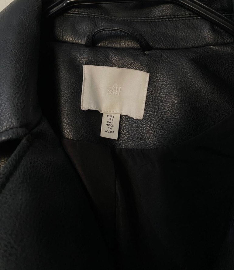 H&M marka Siyah Deri Biker Ceket - Görsel 3