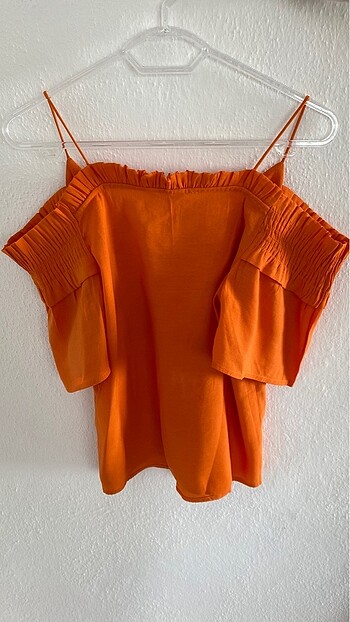 xs Beden turuncu Renk Kol detaylı bluz