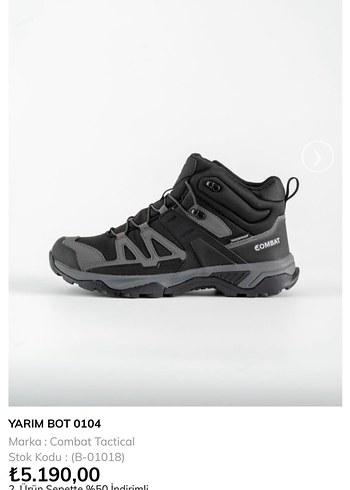 Gri Biker Tarzı Erkek Outdoor Ayakkabı Combat - Görsel 8