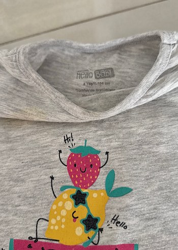 Kız Çocuk Gri Kısa Kollu Baskılı Tişört - Görsel 3