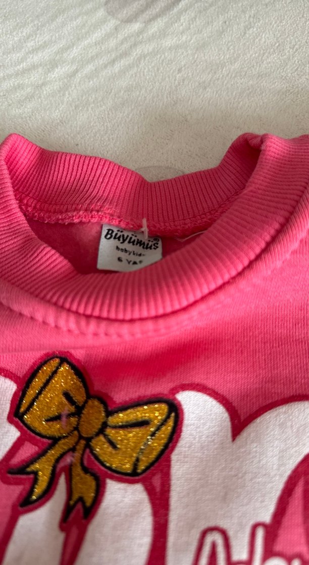 6 yaş- Pembe Uzun Kollu Örme Kız Bebek Takımı - Görsel 3