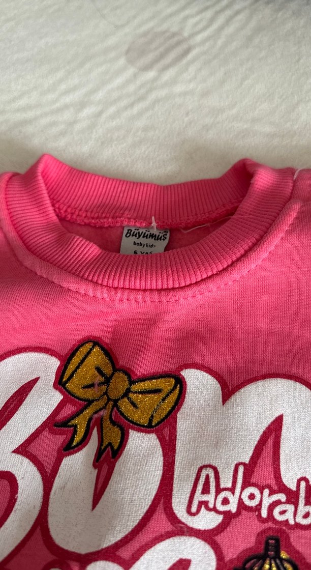 6 yaş- Pembe Uzun Kollu Örme Kız Bebek Takımı - Görsel 2