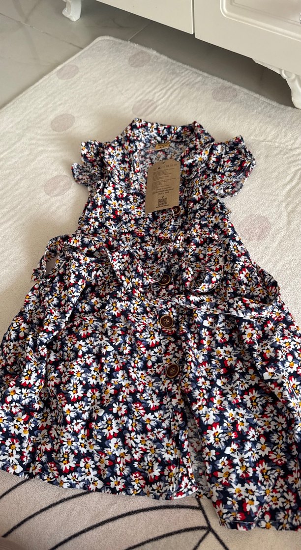 Yeni - Kız Çocuk Renkli Fırfırlı Bohem Elbise - Görsel 4