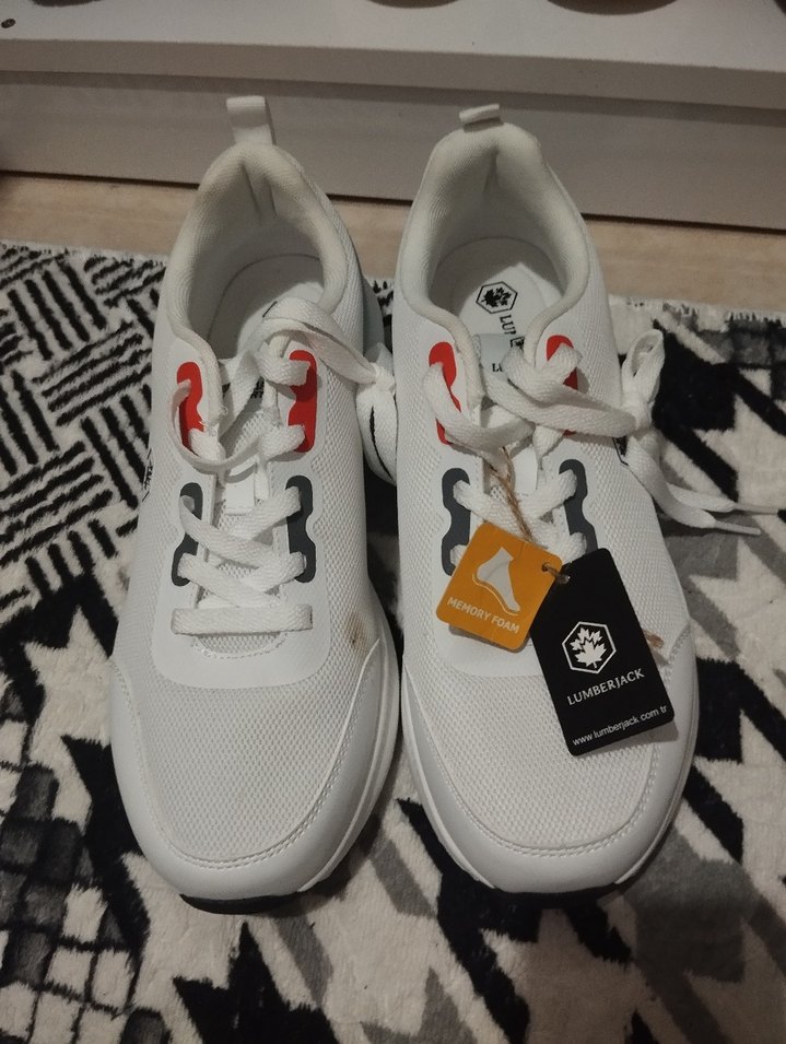 Beyaz Bağcıklı Erkek Spor Ayakkabı - Görsel 4