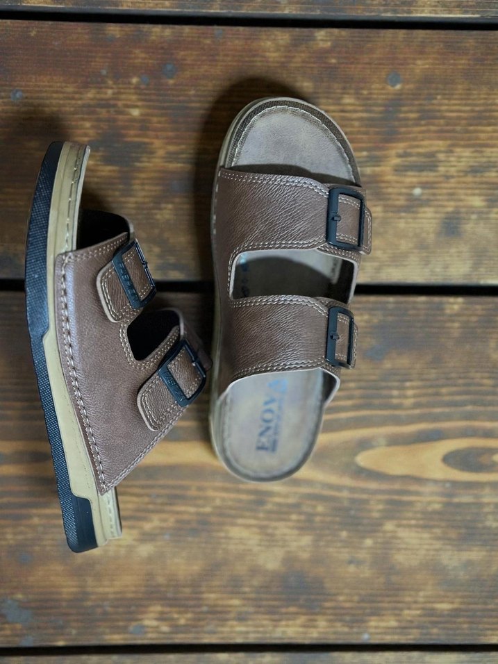 Erkek Kahverengi Tokalı Rahat Terlik - Görsel 3