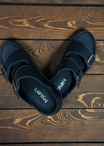 Siyah Tokalı dolgun tabanlı Erkek terlik - Görsel 2