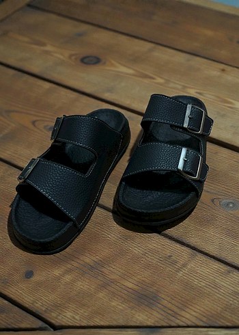 Siyah Tokalı dolgun tabanlı Erkek terlik - Görsel 3