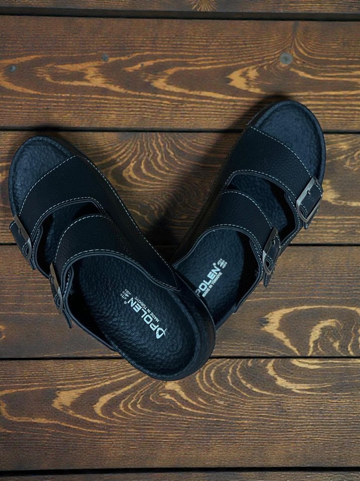 Siyah Tokalı dolgun tabanlı Erkek terlik - Görsel 2