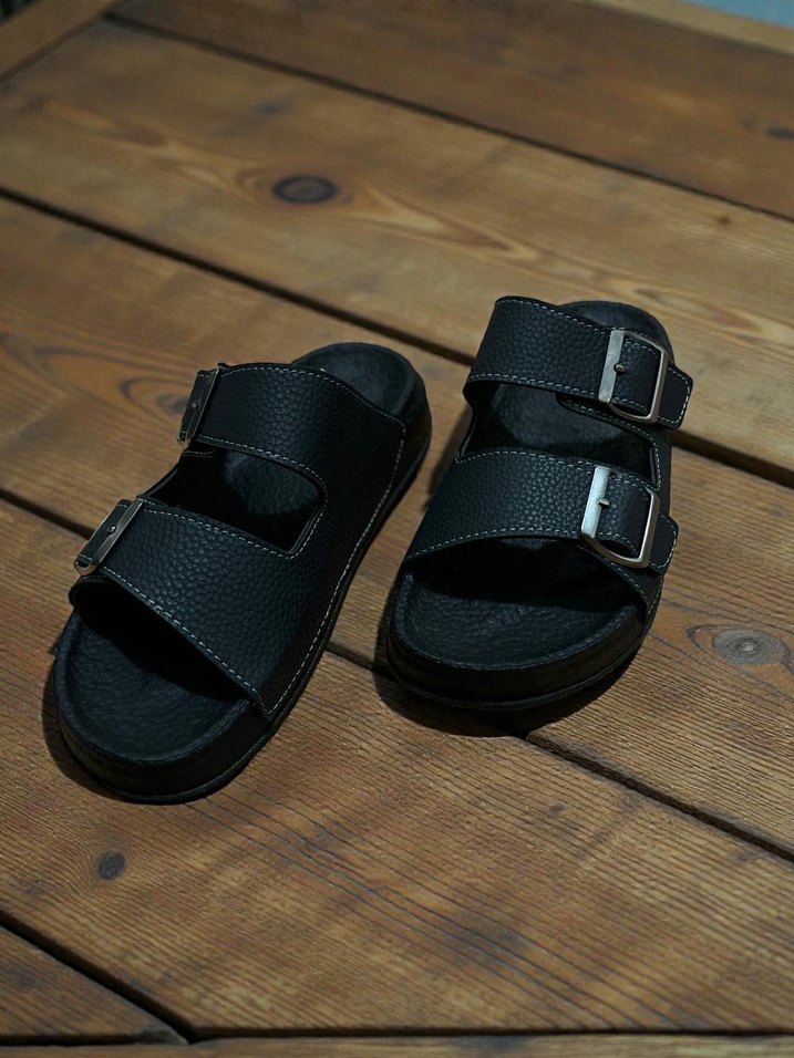 Siyah Tokalı dolgun tabanlı Erkek terlik - Görsel 3