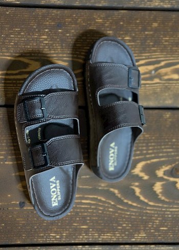 Kahverengi Tokalı deri Erkek terlik - Görsel 2