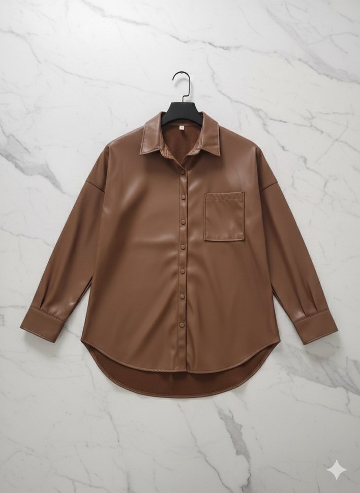 Sezonluk deri ceket ve gömlek - Görsel 5