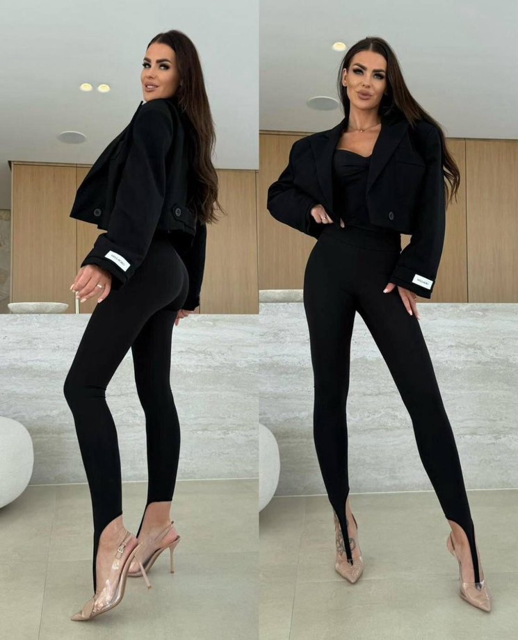 SİYAH PARMAK GEÇİRMELİ KADIN TAYT - Görsel 2