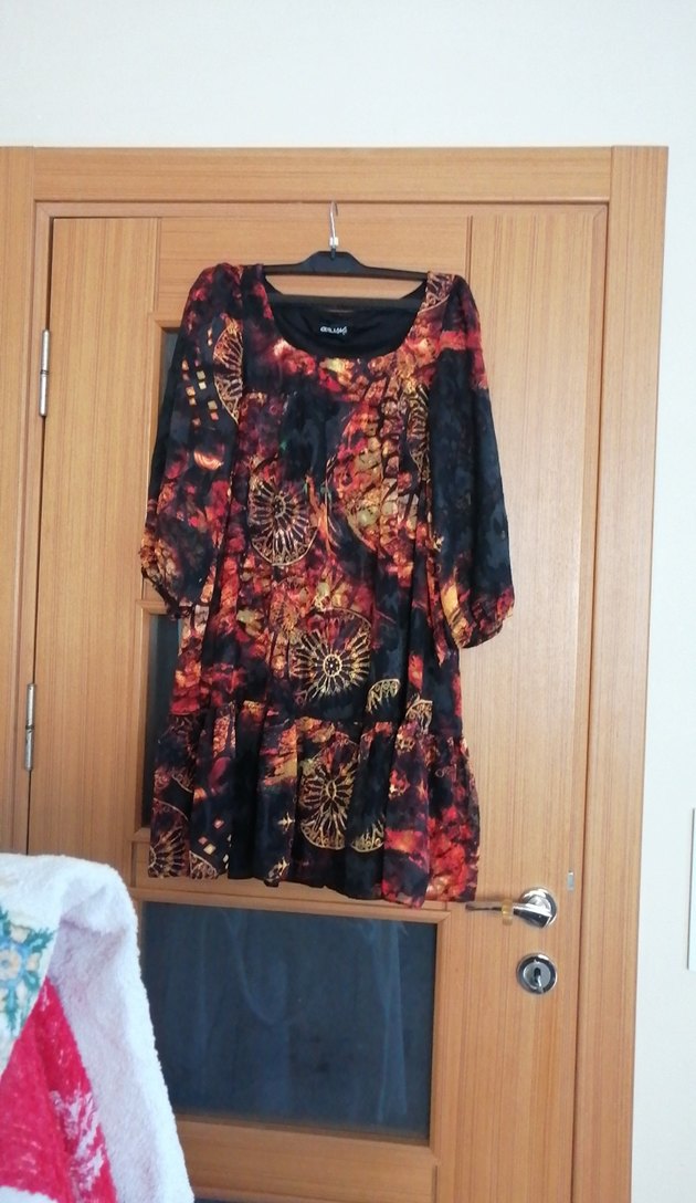 Bohem Çok Renkli Bağlama Desenli Hamile Tunik - Görsel 3