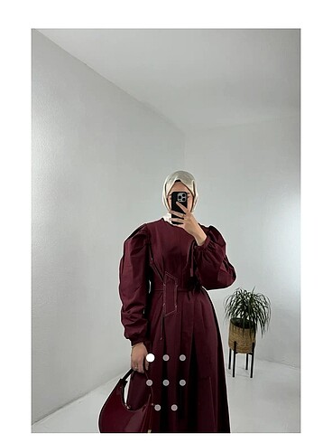 Qufra bordo cotton elbise