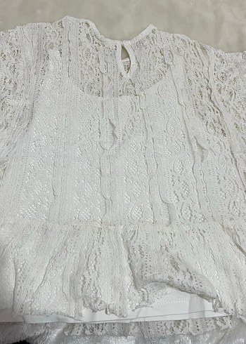 Bohem Beyaz Dantel Detaylı Kadın Bluz - Görsel 2
