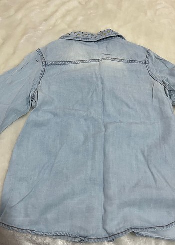 Kız Çocuk Uzun Kollu Kot Gömlek - Görsel 3