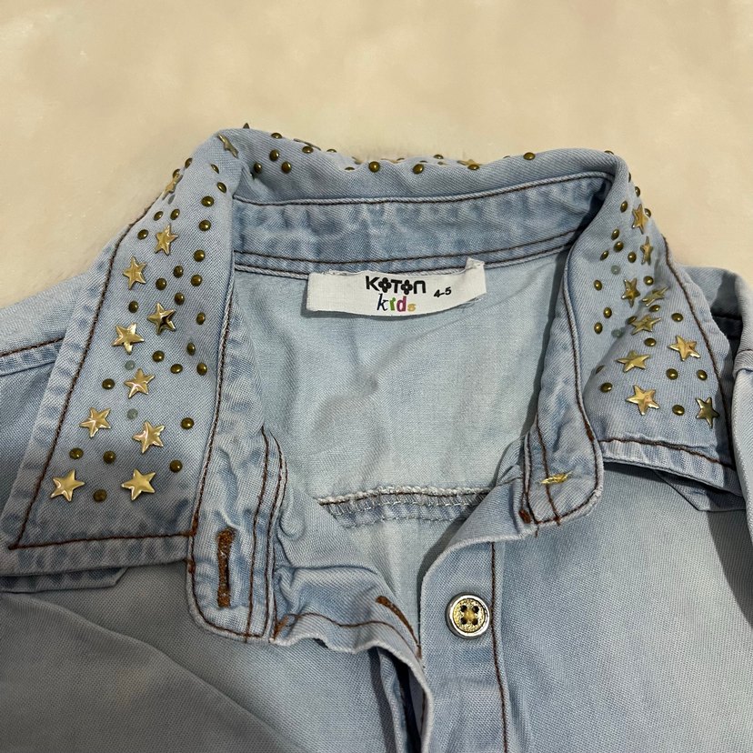 Kız Çocuk Uzun Kollu Kot Gömlek - Görsel 2