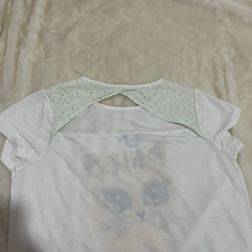 Kız Çocuk Beyaz Baskılı Kısa Kollu Tişört - Görsel 2