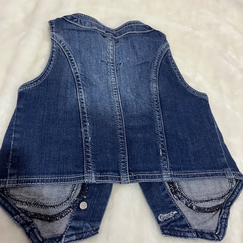 Kız Çocuk Düğmeli Kot Yelek - Görsel 3