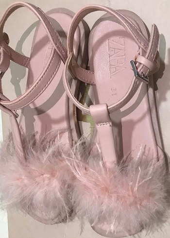 Pembe Tüylü Kız Zara Sandalet - Görsel 2