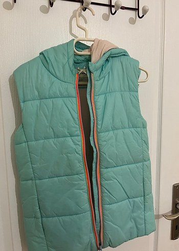 Kız Çocuk Turkuaz Fermuarlı Yelek - Görsel 3