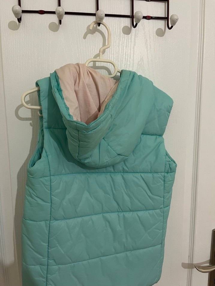 Kız Çocuk Turkuaz Fermuarlı Yelek - Görsel 2