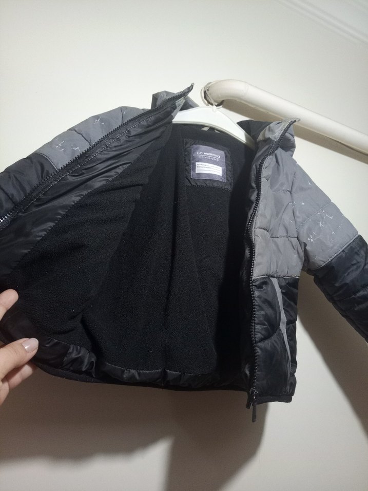 Erkek Çocuk Gri Kapüşonlu Fermuarlı Ceket - Görsel 2