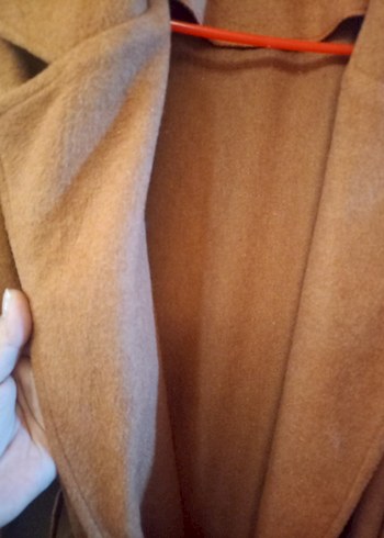 Bej Süet Kuşaklı Midi Kadın Kaban - Görsel 3