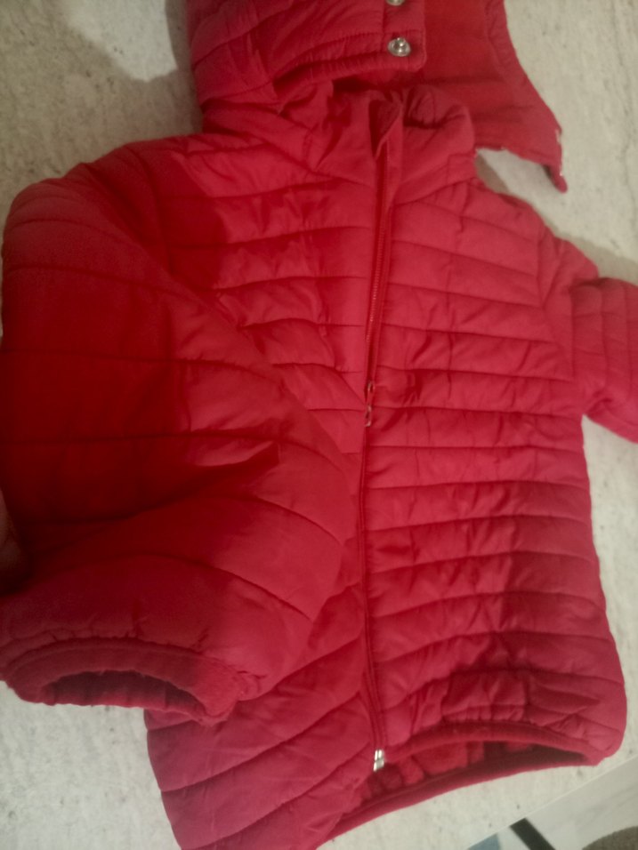 Çocuk Kırmızı Fermuarlı Mont - Görsel 2